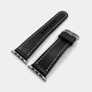 Ремешок для часов Apple Watch кожаный черный series 38 42