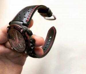 ремешок для часов seiko кожаный черный с перфорацией