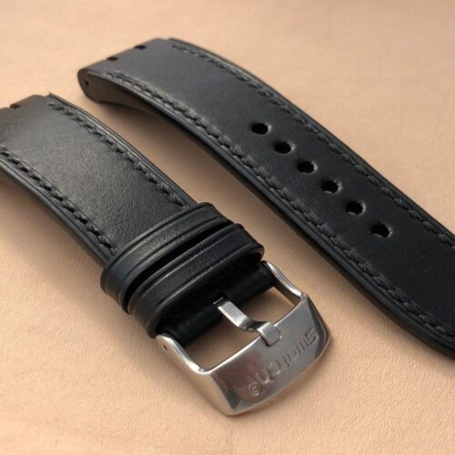 Кожаный ремешок для часов Swatch черный