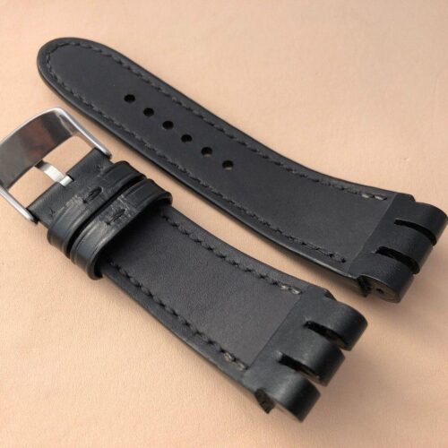 Кожаный ремешок для часов Swatch черный