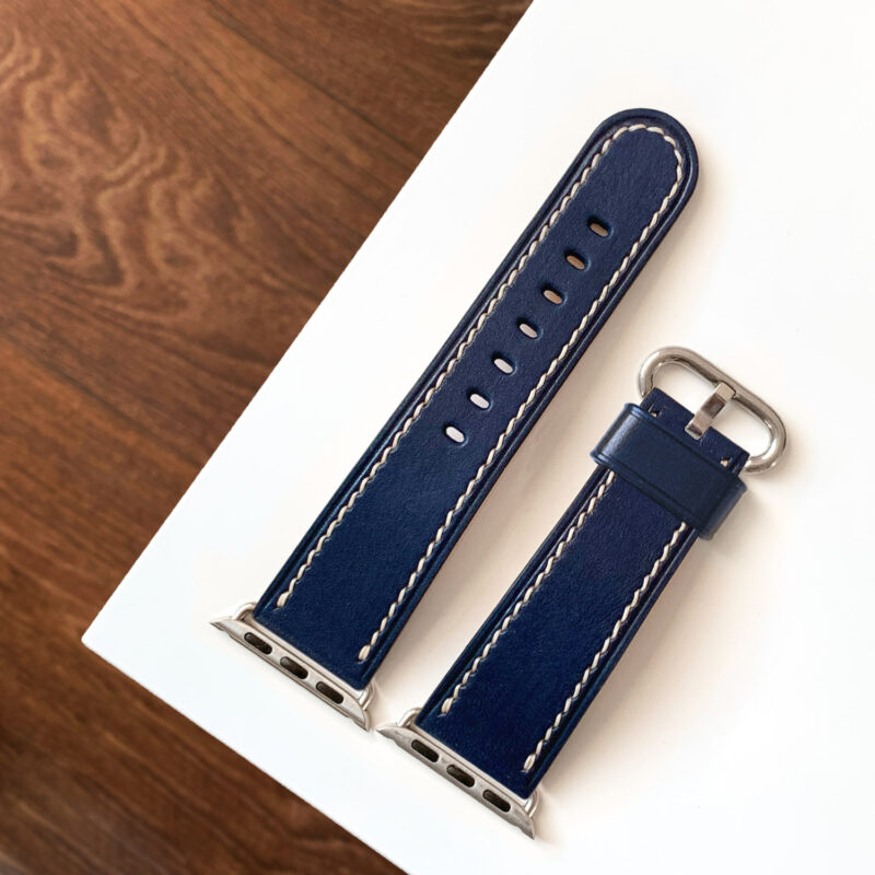 Ремешок для часов apple watch кожаный синий series 1 2 3 4 5 6 38 мм 40 мм 42 мм 44 мм